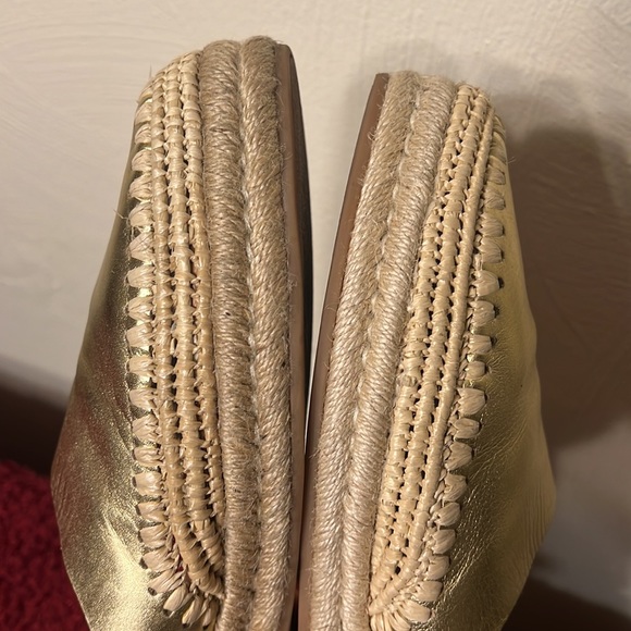 SAM EDELMAN-Gold Leather Espadrilles Slide Mules-Size 7 - Picture 12 of 17